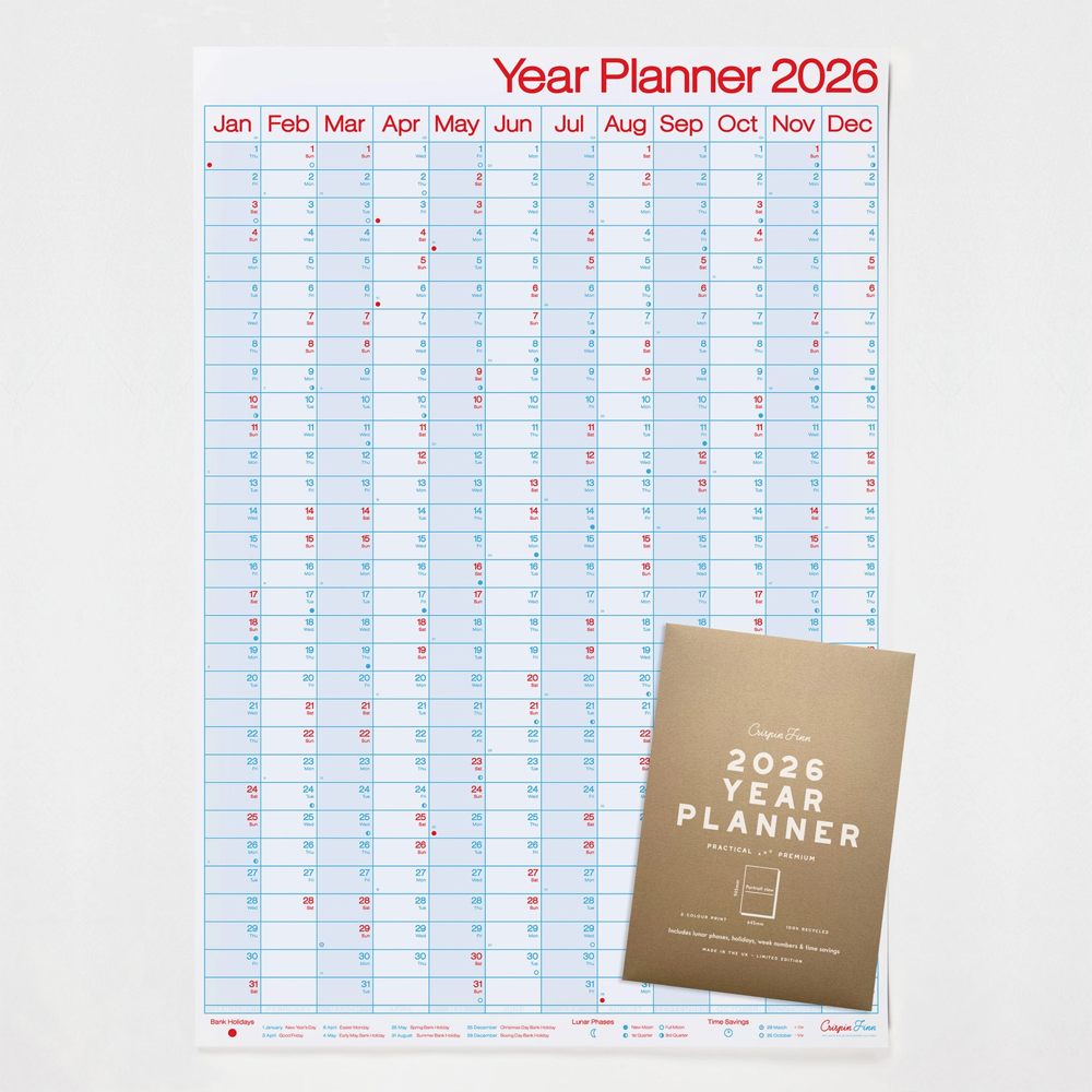 2026 Year Planner Portrait Wall Calendar by Crispin Finn