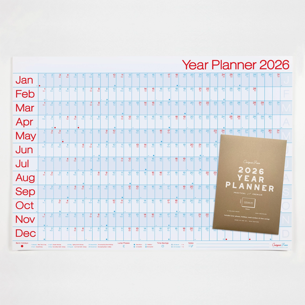 2026 Year Planner Landscape Wall Calendar by Crispin Finn