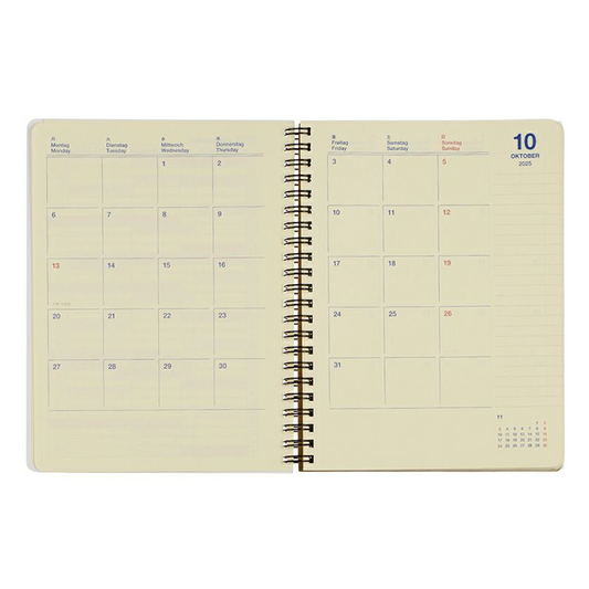 Rollbahn 2025-2026 Spiral Large (A5) Monthly Planner by Delfonics