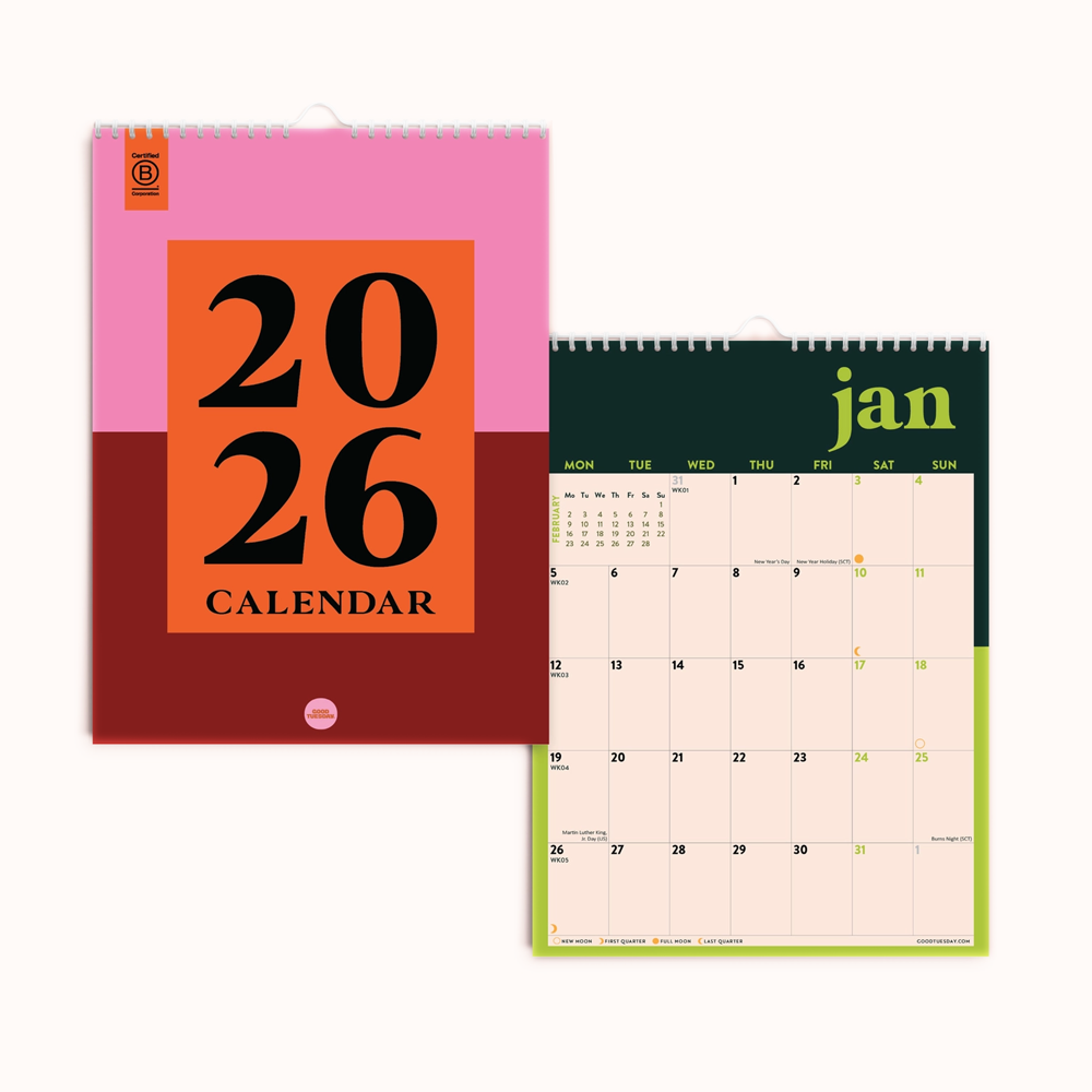 2026 Bold Block A4 Calendar by Good Tuesday