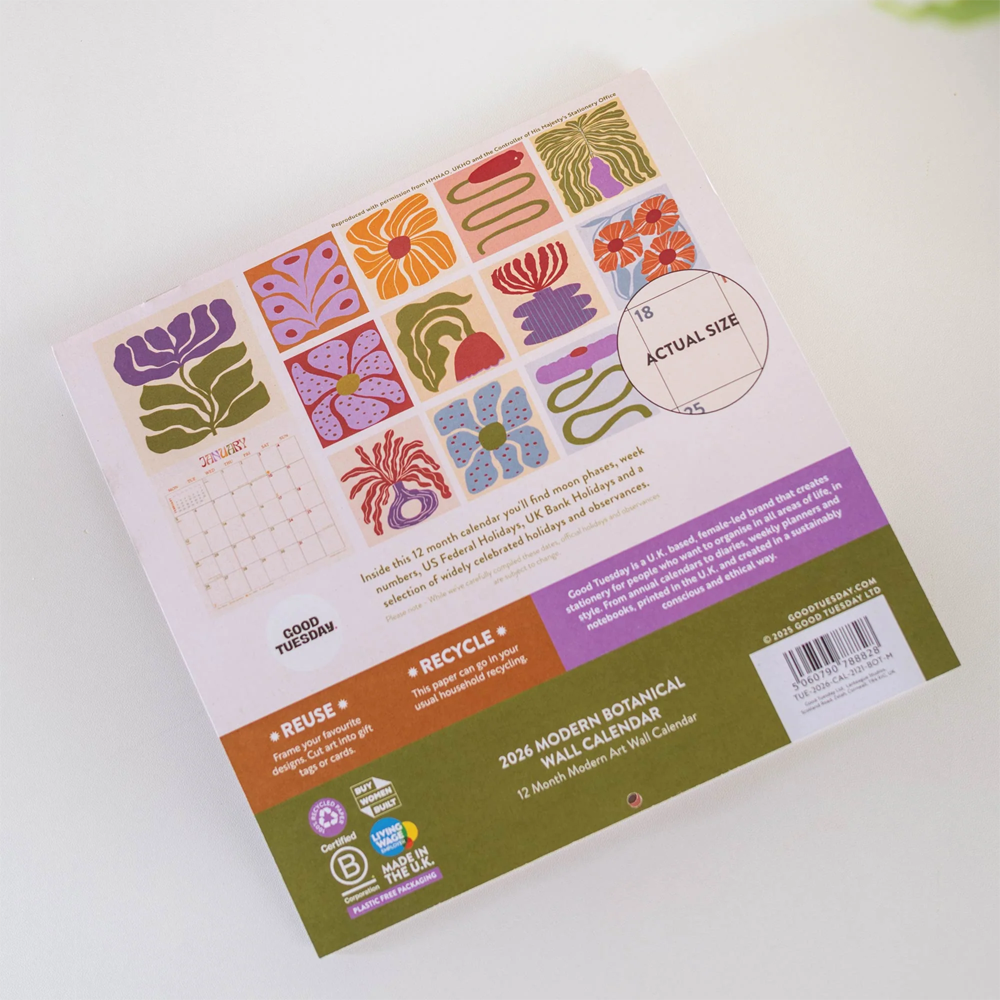 2026 Botanical Wall Calendar by Good Tuesday