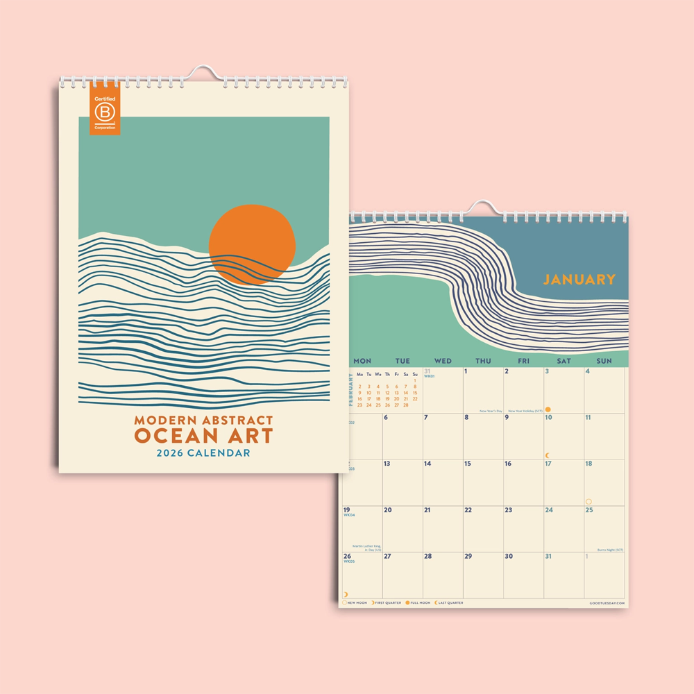 2026 Tidal Waves A4 Calendar by Good Tuesday