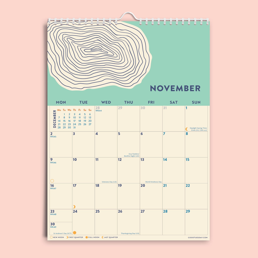 2026 Tidal Waves A4 Calendar by Good Tuesday