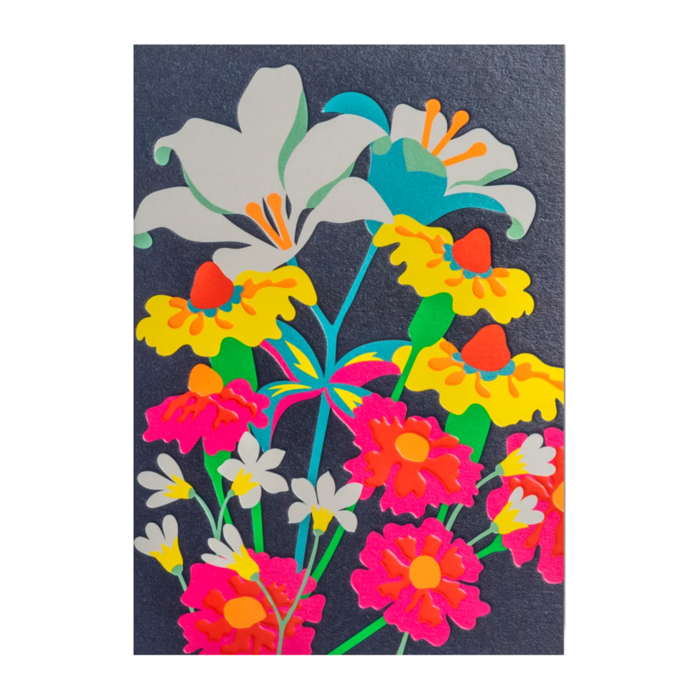 colorful bouquet of flowers on a black background
