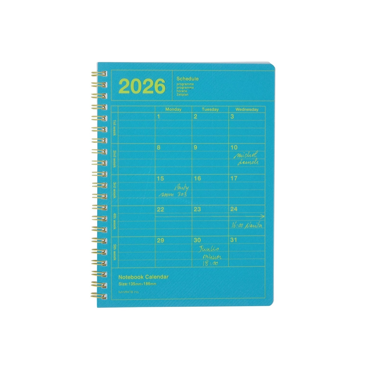 2026 Notebook Calendar S Lengthway Monthly Planner by Mark's