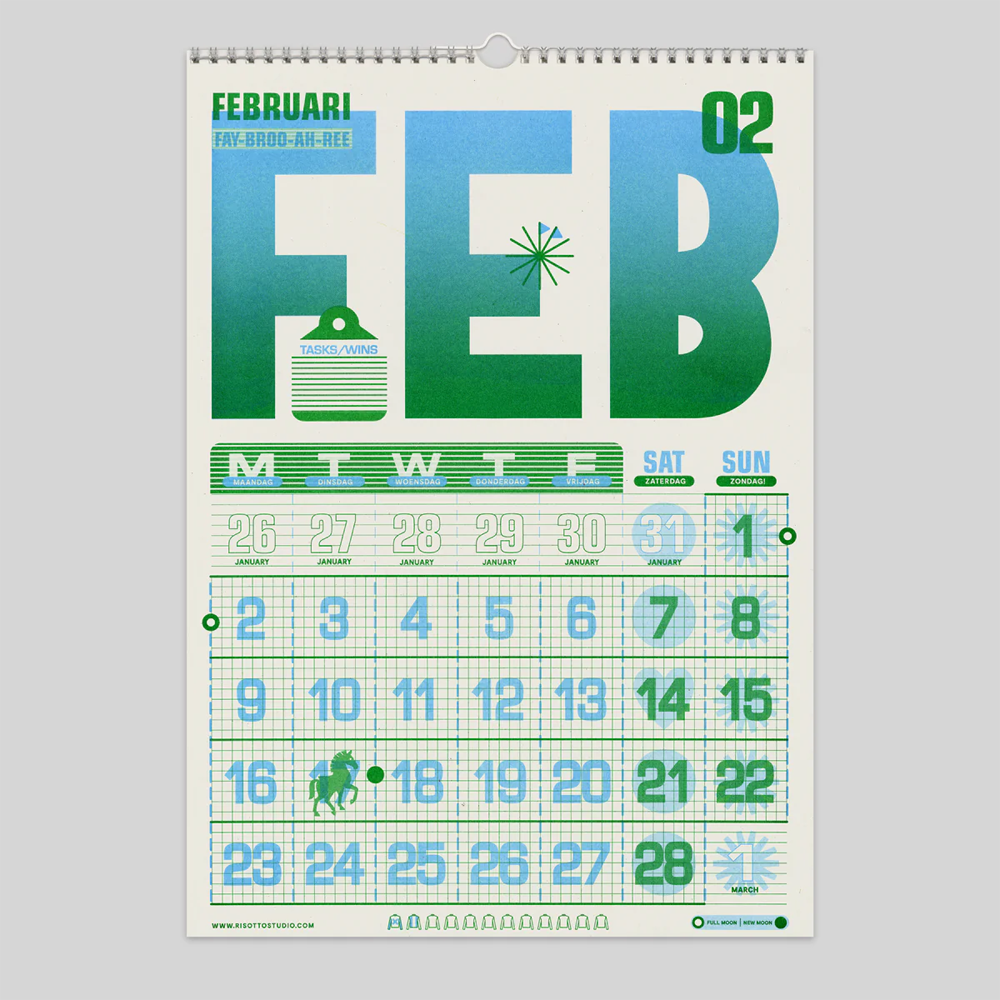 2026 Wall Calendar by Risotto