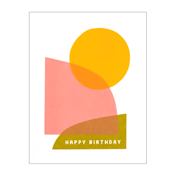 abstract hills with a sun and the text HAPPY BIRTHDAY