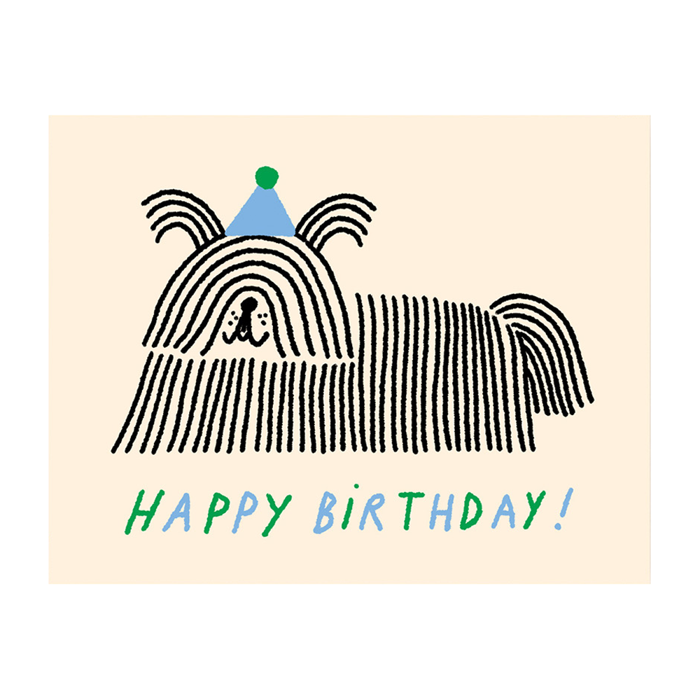 Odile Ferraille Happy Birthday Long Hair Dog Card by Wrap