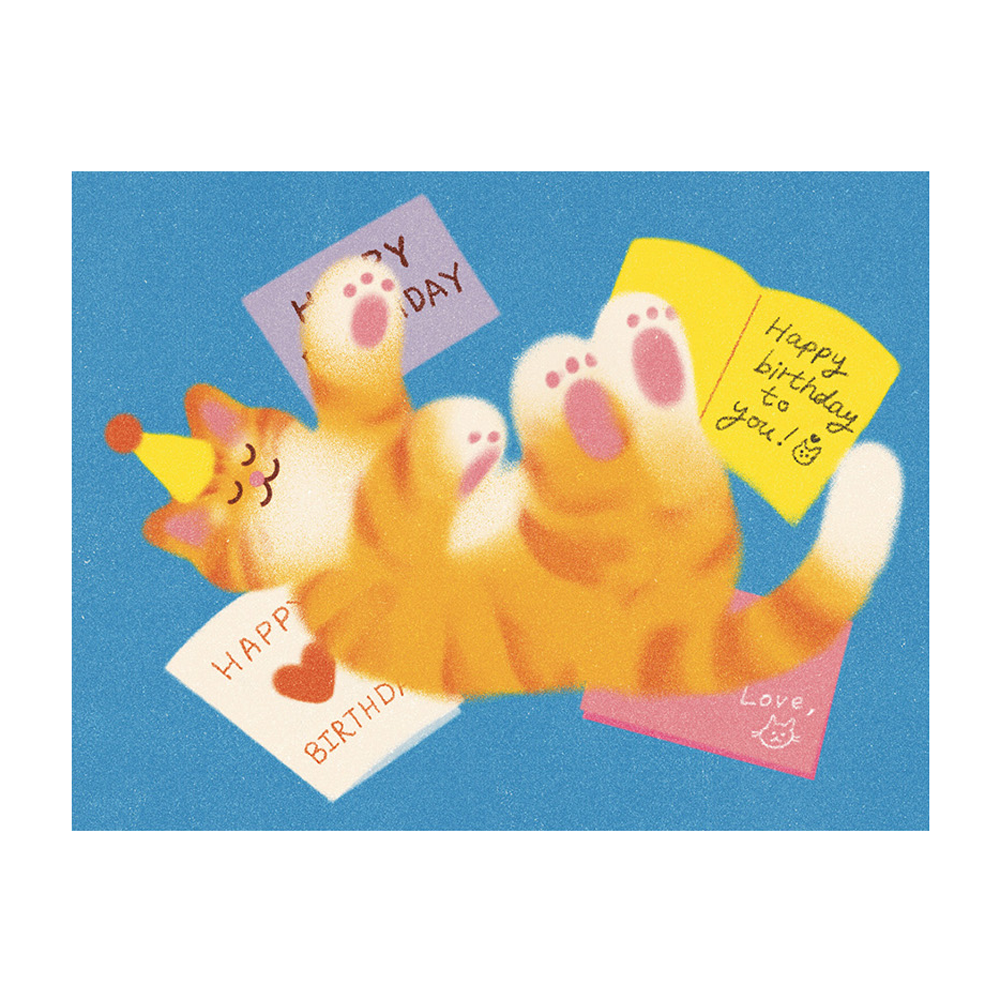Zoey Kim Happy Birthday Cat Letters Card by Wrap