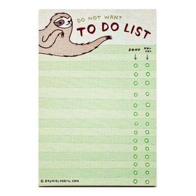 Sloth To-Do Notepad by Boygirlparty