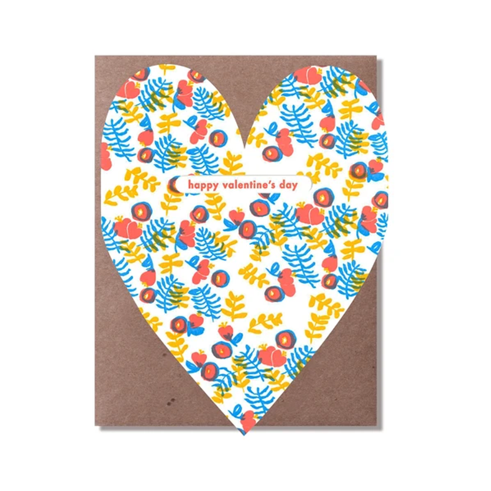 Buttercup Floral Heart Valentine's Day Card by Egg Press
