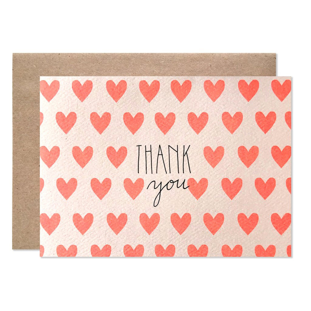 Thank You Neon Hearts Card by Hartland Brooklyn