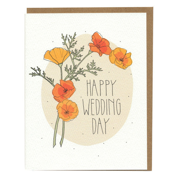 Happy Wedding Day Poppies Card by Hartland Brooklyn