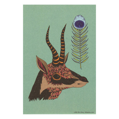 Jo Dery Horns and Feathers Postcard by Little Otsu