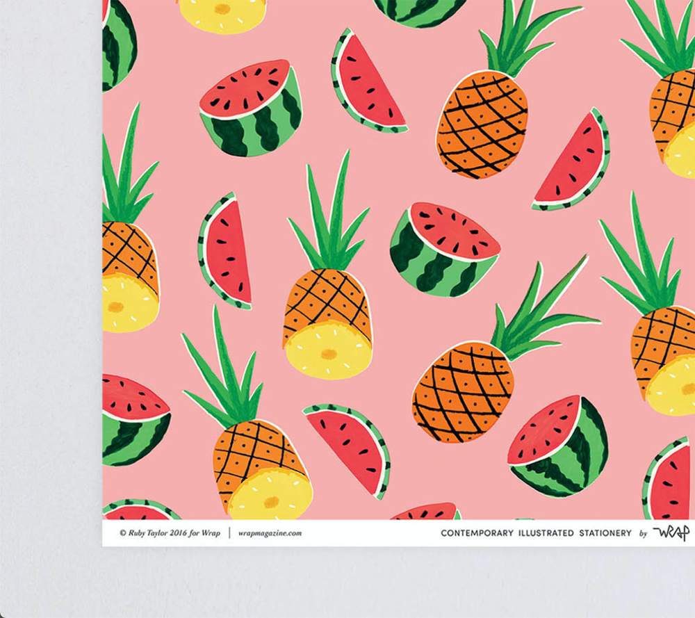 Ruby Taylor Pineapples & Watermelons Wrapping Paper Single Sheet by Wrap