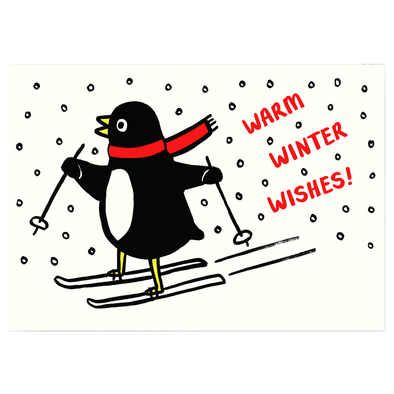 Alice Bowsher Skiing Penguin Winter Wishes Card by Wrap