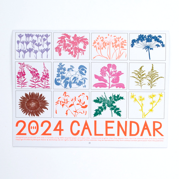 2024 Write-on Pollinator Plants Calendar by Banquet Workshop