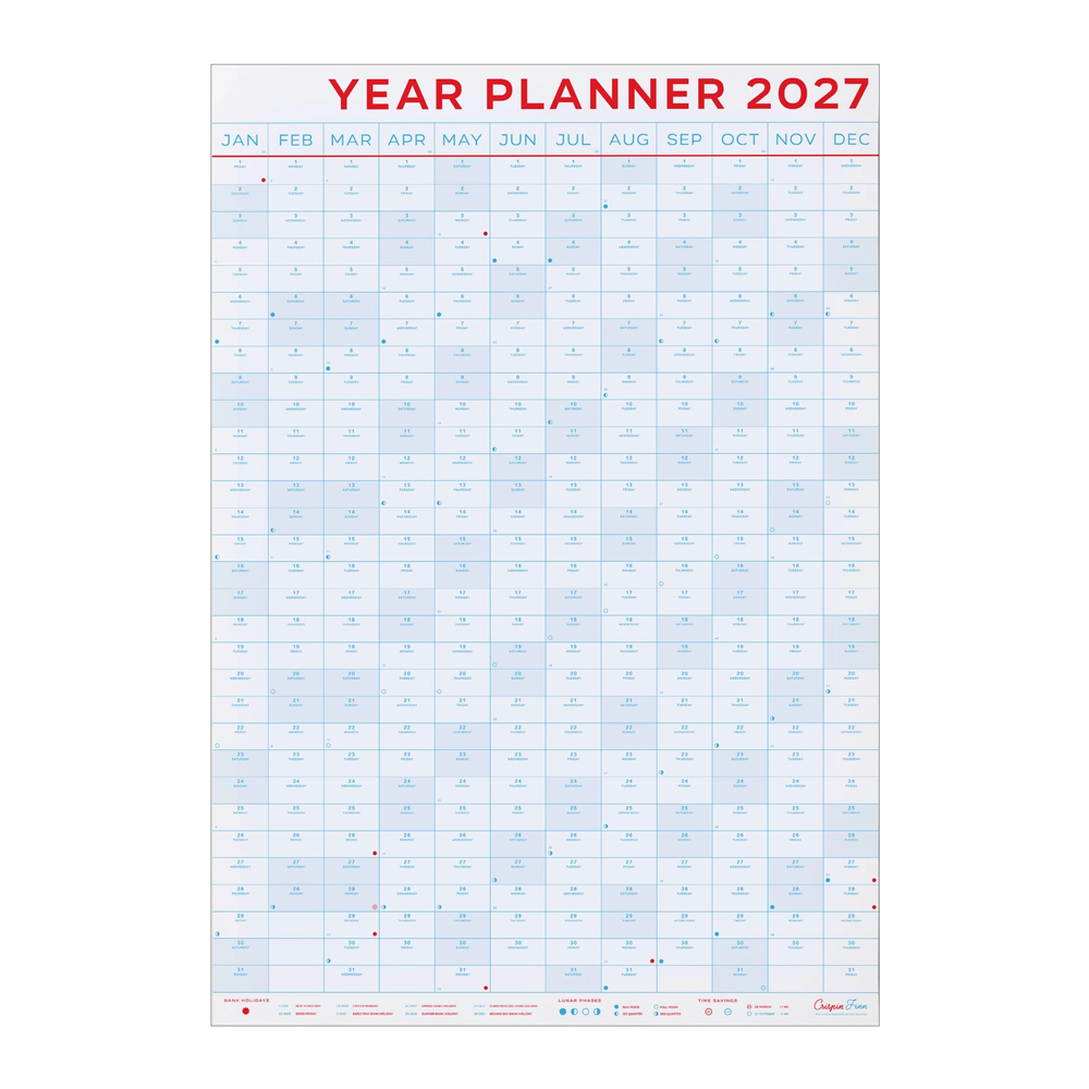 2027 Year Planner Portrait Wall Calendar by Crispin Finn
