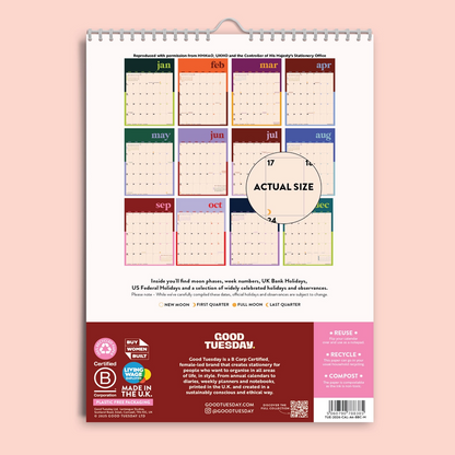 2026 Bold Block A4 Calendar by Good Tuesday