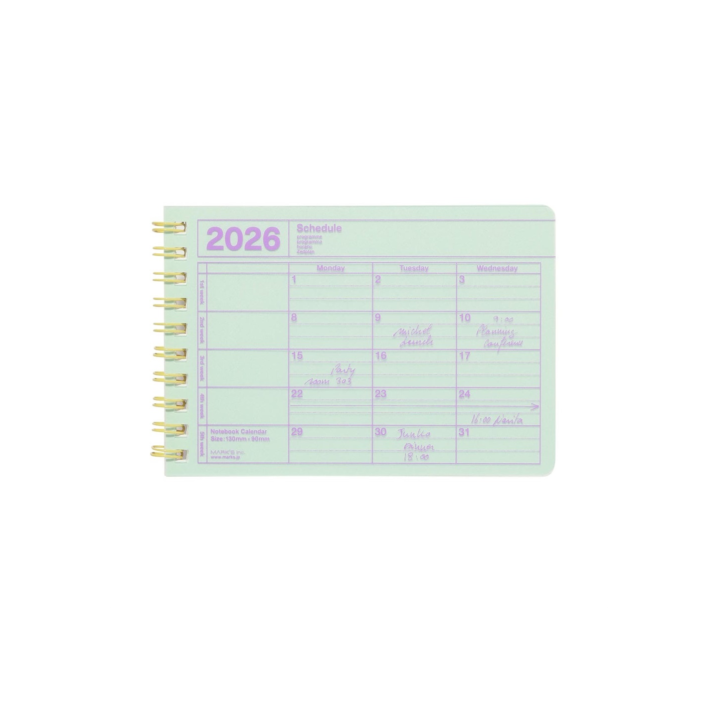 2026 Notebook Calendar XS Monthly Planner by Mark's
