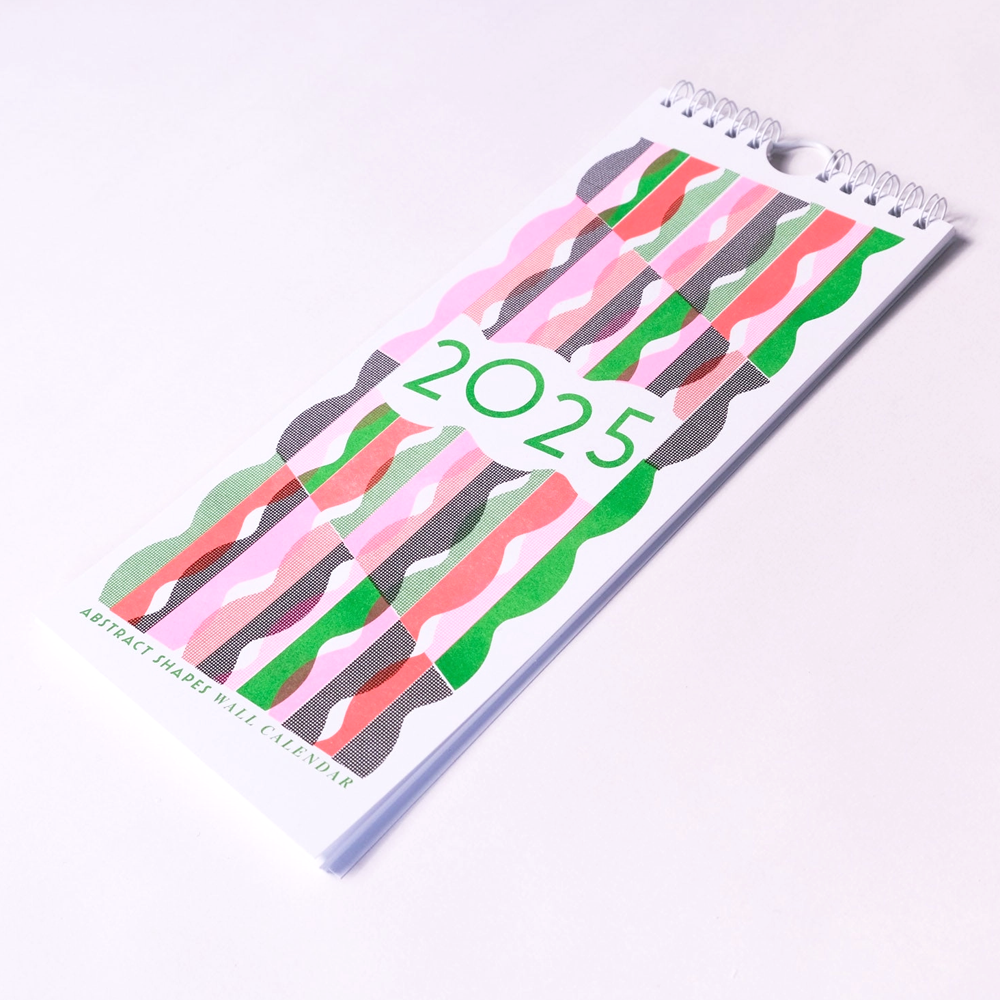 2025 Abstract Shapes Modern Risograph Wall Calendar by Mezzaluna Studio