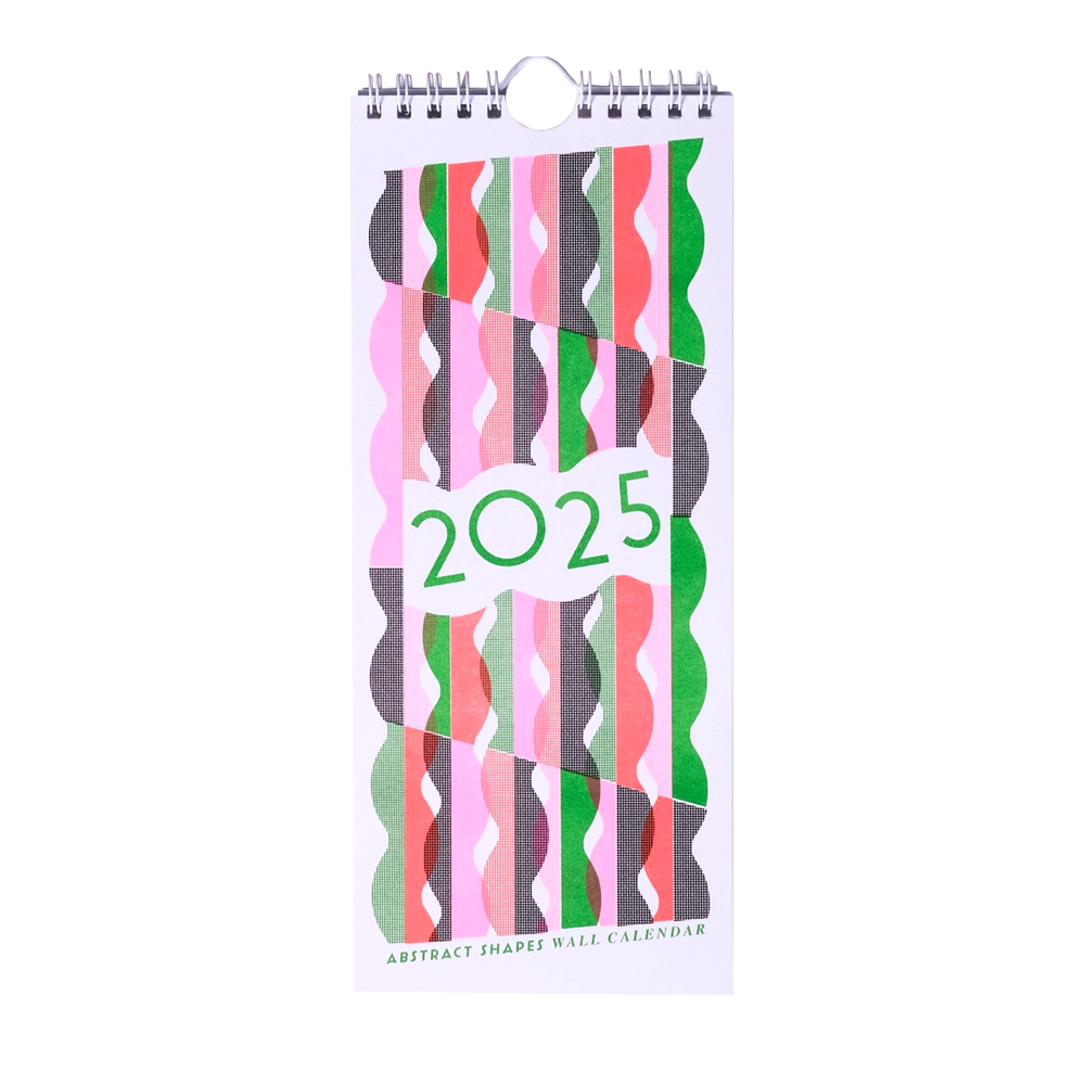 2025 Abstract Shapes Modern Risograph Wall Calendar by Mezzaluna Studio