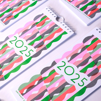 2025 Abstract Shapes Modern Risograph Wall Calendar by Mezzaluna Studio