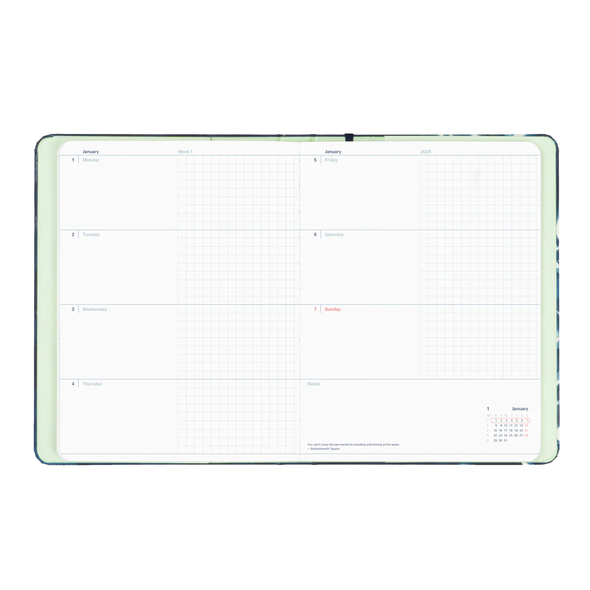 2024 Weekly & Monthly Horizontal Planner by Mossery