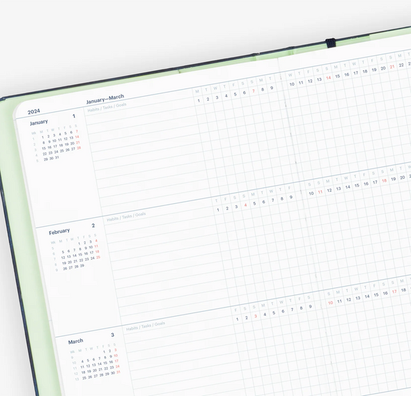 2024 Weekly & Monthly Vertical Planner by Mossery