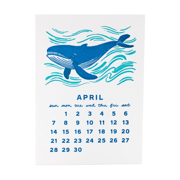 2024 Under the Sea Letterpress Mini Desk Calendar by Smudge Ink