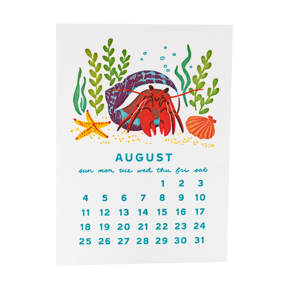 2024 Under the Sea Letterpress Mini Desk Calendar by Smudge Ink
