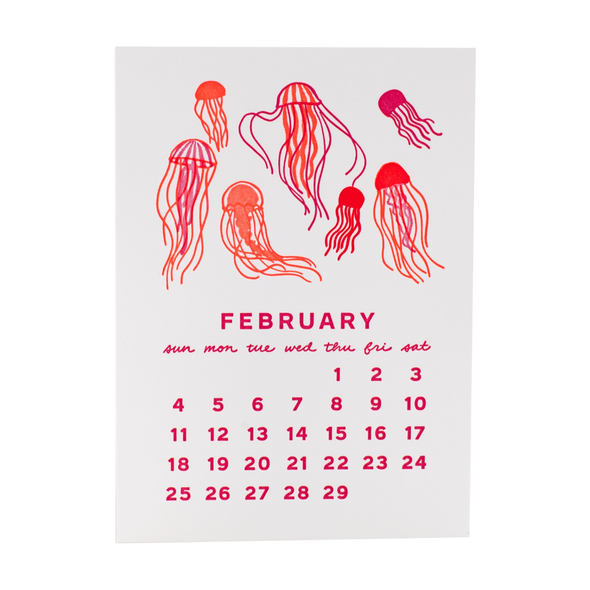 2024 Under the Sea Letterpress Mini Desk Calendar by Smudge Ink