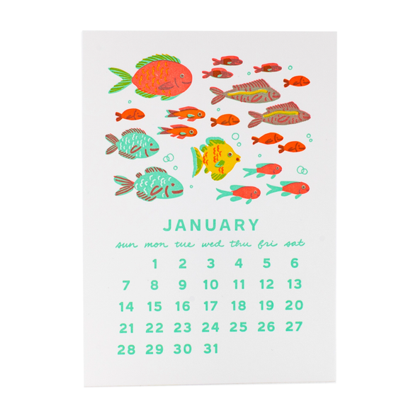2024 Under the Sea Letterpress Mini Desk Calendar by Smudge Ink
