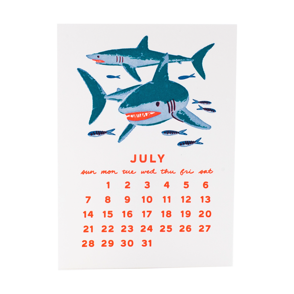2024 Under the Sea Letterpress Mini Desk Calendar by Smudge Ink