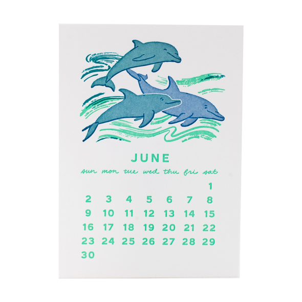 2024 Under the Sea Letterpress Mini Desk Calendar by Smudge Ink