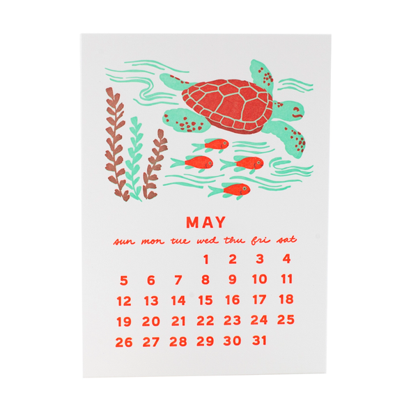2024 Under the Sea Letterpress Mini Desk Calendar by Smudge Ink
