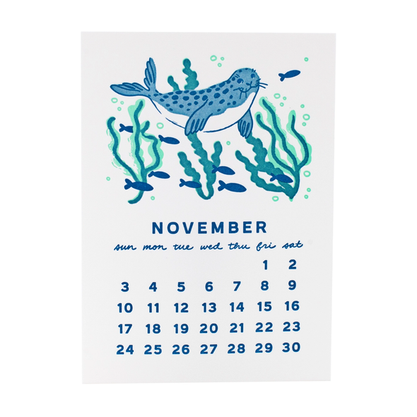 2024 Under the Sea Letterpress Mini Desk Calendar by Smudge Ink