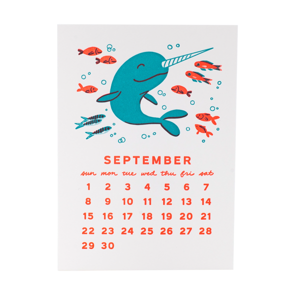 2024 Under the Sea Letterpress Mini Desk Calendar by Smudge Ink