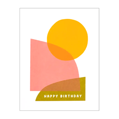 abstract hills with a sun and the text HAPPY BIRTHDAY