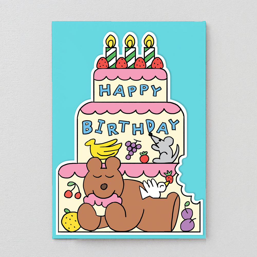 Momoe Narazaki Birthday Cake Bear Shaped Card by Wrap