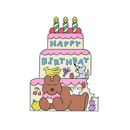 Momoe Narazaki Birthday Cake Bear Shaped Card by Wrap