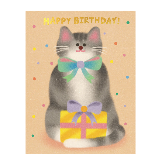 Zoey Kim Cat & Bow Tie Birthday Card by Wrap