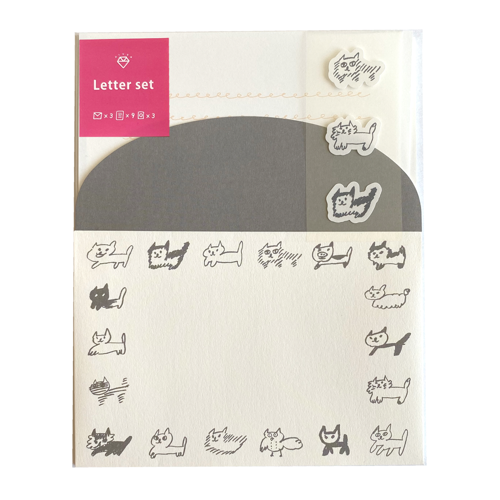 Neko Border Letter Set by Aiueo