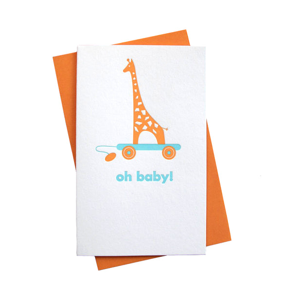 Giraffe Oh Baby Card by Anemone Letterpress