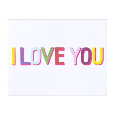 I Love You Multicolor Neon Card by Banquet Workshop