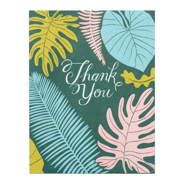 Tropical Leaves Thank You Card by Banquet Workshop