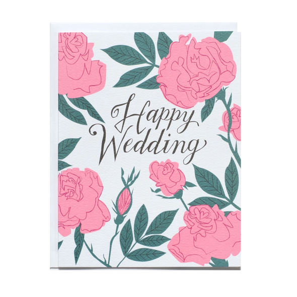 Pastel Neon Roses Wedding Card by Banquet Workshop