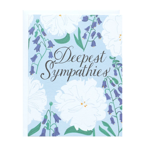 Deepest Sympathy White and Blue Floral Card by Banquet Workshop
