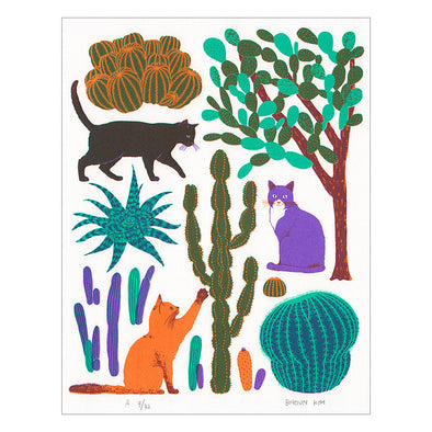 Cats and Cacti Screen Print by Boyoun Kim