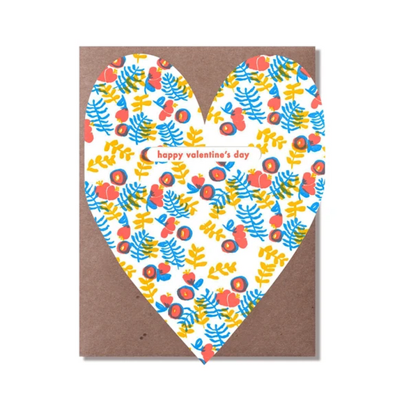 Buttercup Floral Heart Valentine's Day Card by Egg Press